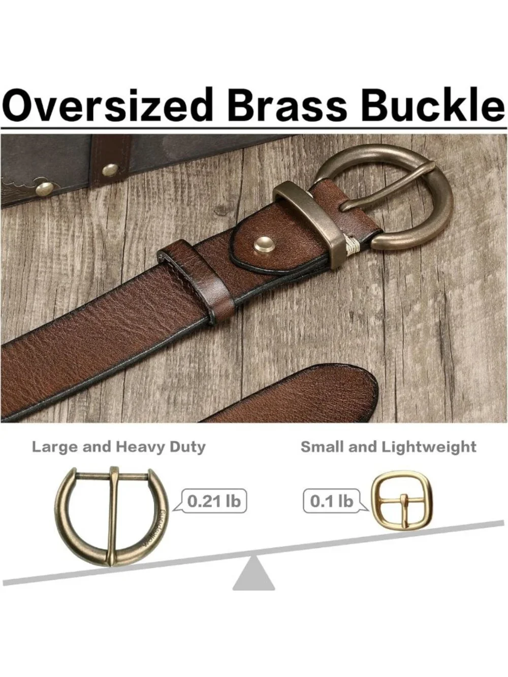 Trendy Vintage Leather Belt for Women - 1.5 Inch Wide, Large Brass Buckle